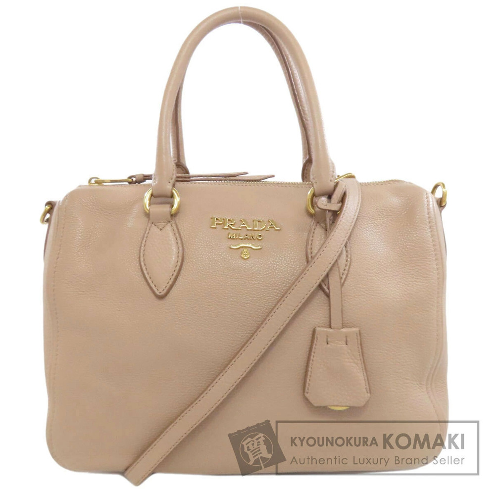 Prada Vitello Phenix Leather Satchel Cammeo beige Pink rolled top handles